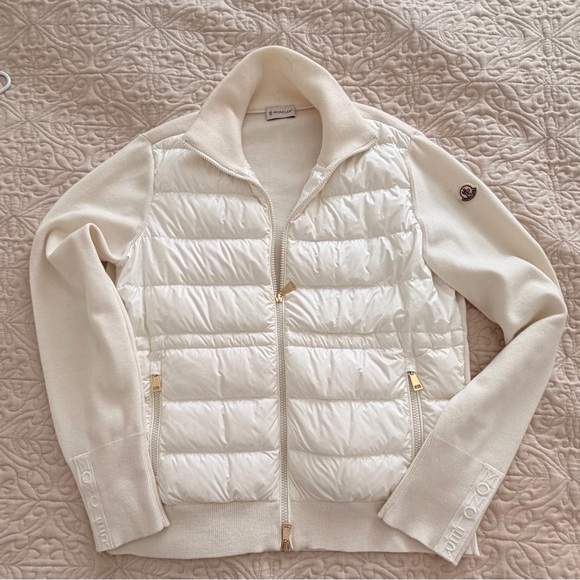 Moncler Jackets & Blazers - Moncler Women's Cream and Beige Quilted Puffer Jacket